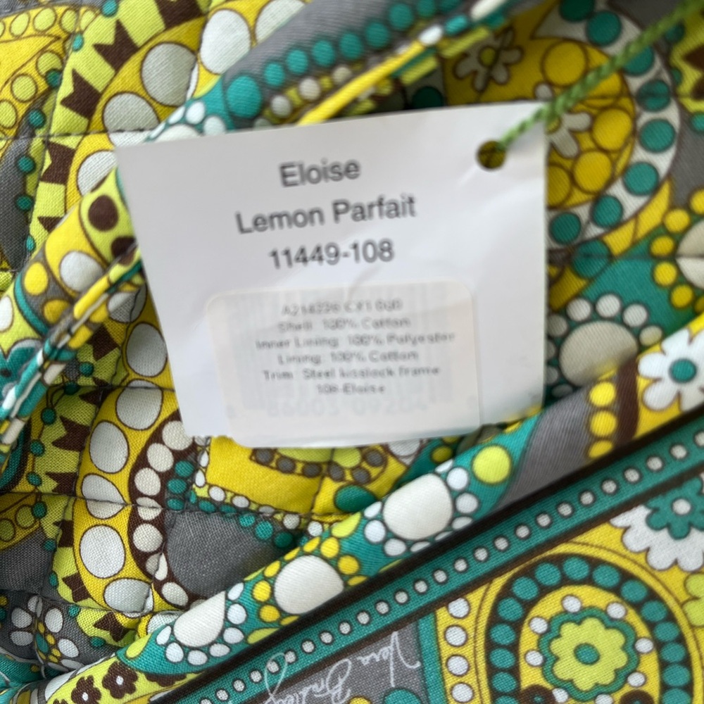 Vera Bradley Eloise Lemon Parfait. Yellow and Green Paisley Quilted Shoulder Bag - Picture 4 of 10